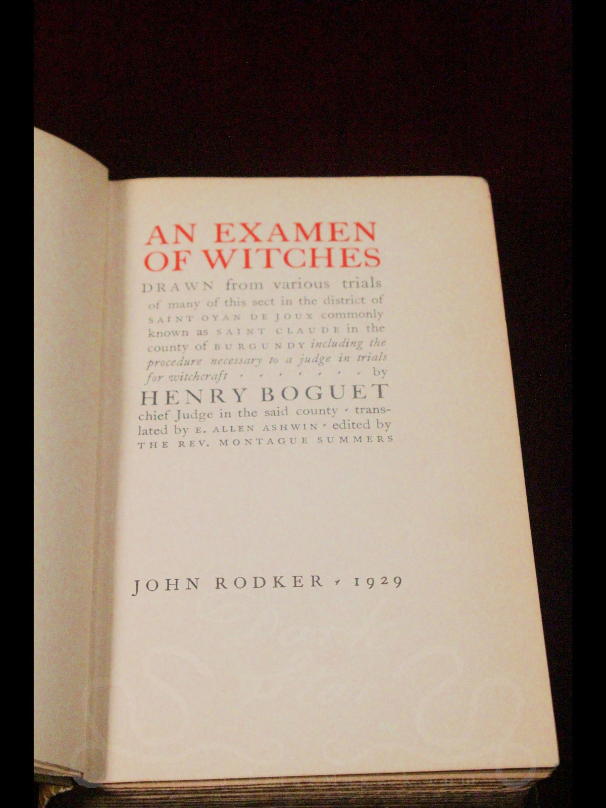 An Examen of Witches (1929 ~ Limited Edition)